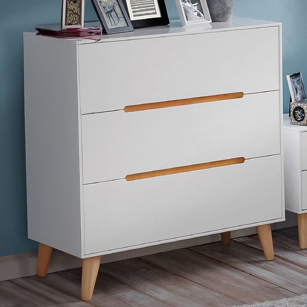 Julian Bowen Alicia 3 Drawer Matt White Chest of Drawers Image 1