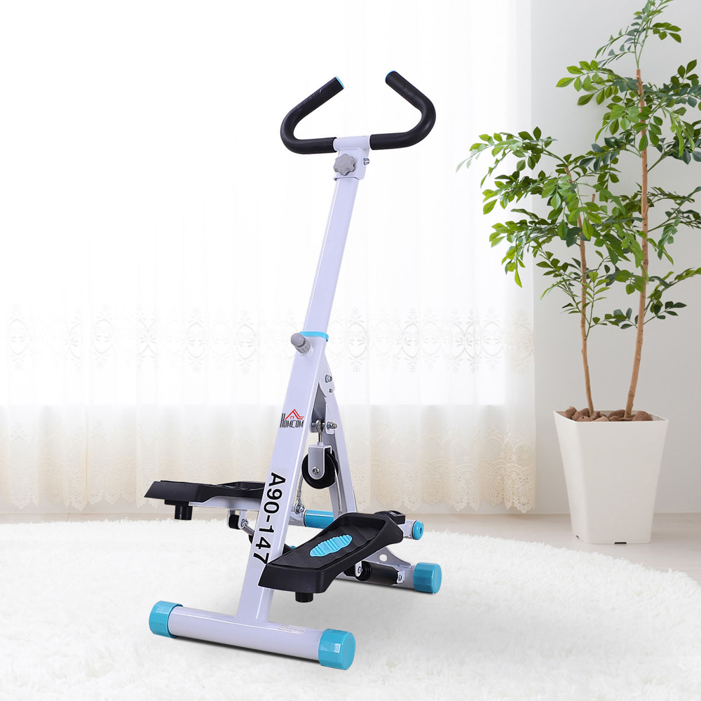 HOMCOM White and Blue Steel Foldable Stepper Fitness Machine Image 2