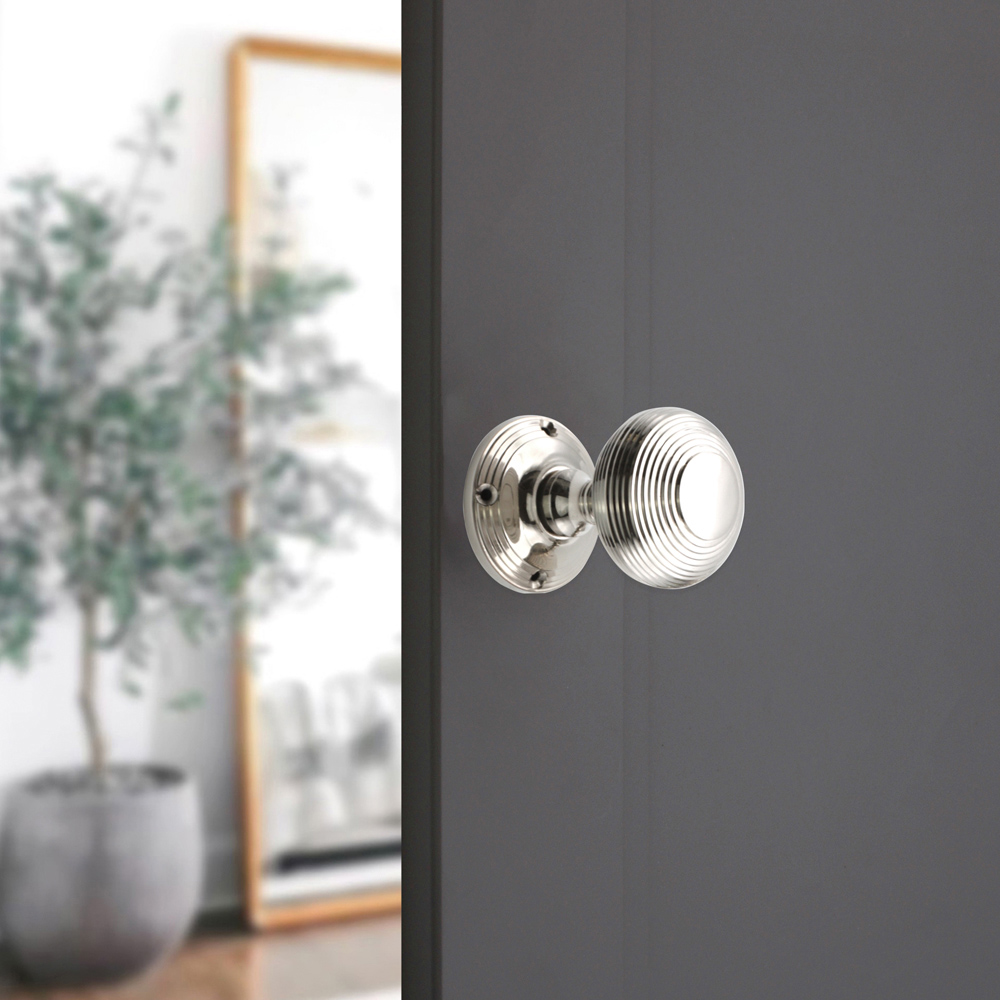 Spira Brass Polished Nickel Beehive Door Knob 2 Pack Image 2