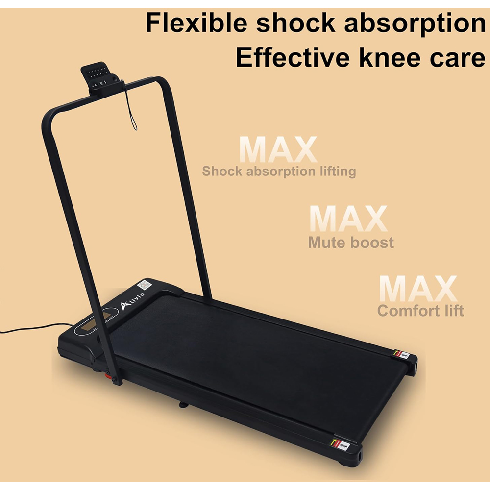 Alivio Black Portable Treadmill with LED Display and Anti-Slip Belt Image 7