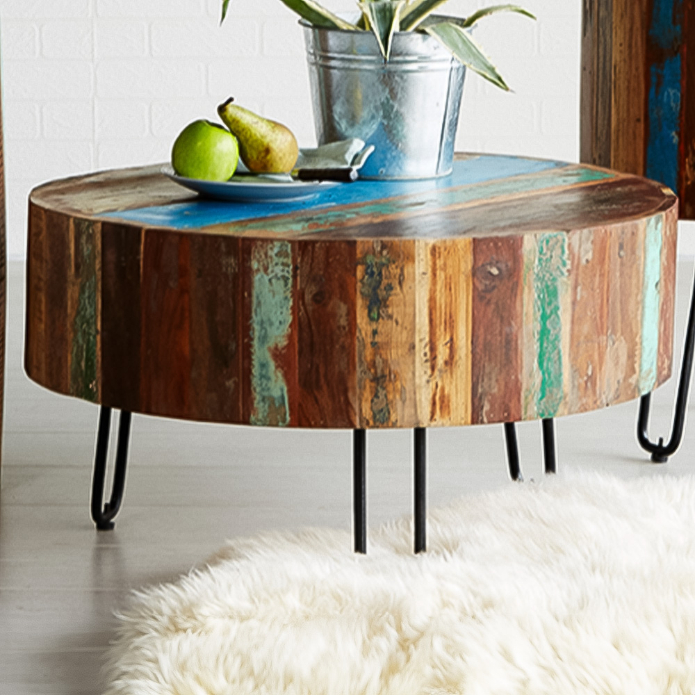 Brooklyn Camea Wooden Drum Coffee Table Image 1