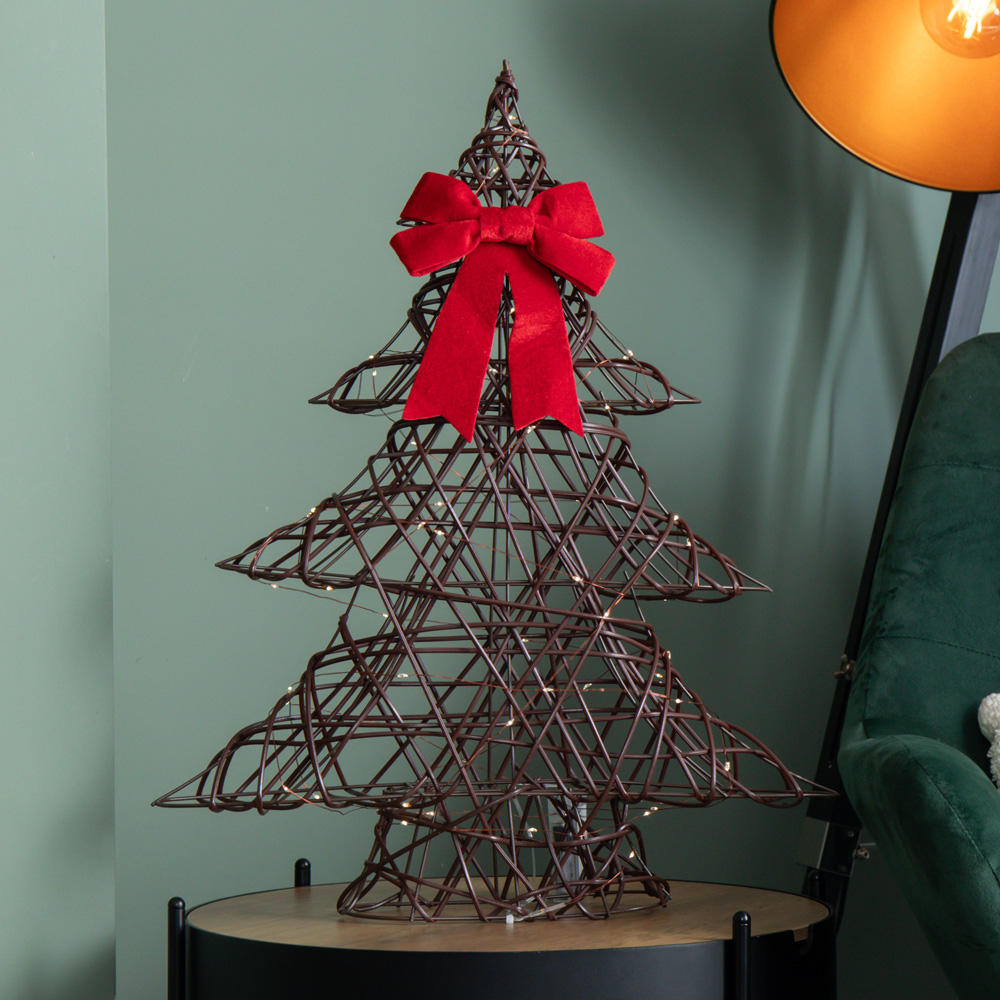 Samuel Alexander 60 Warm White LED Battery Operated Light-Up Christmas Tree with Red Bow 60cm Image 2