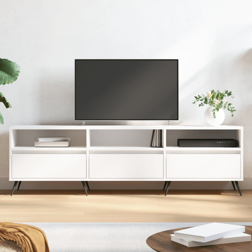 vidaXL 3 Door 3 Shelf White TV Cabinet Image 1