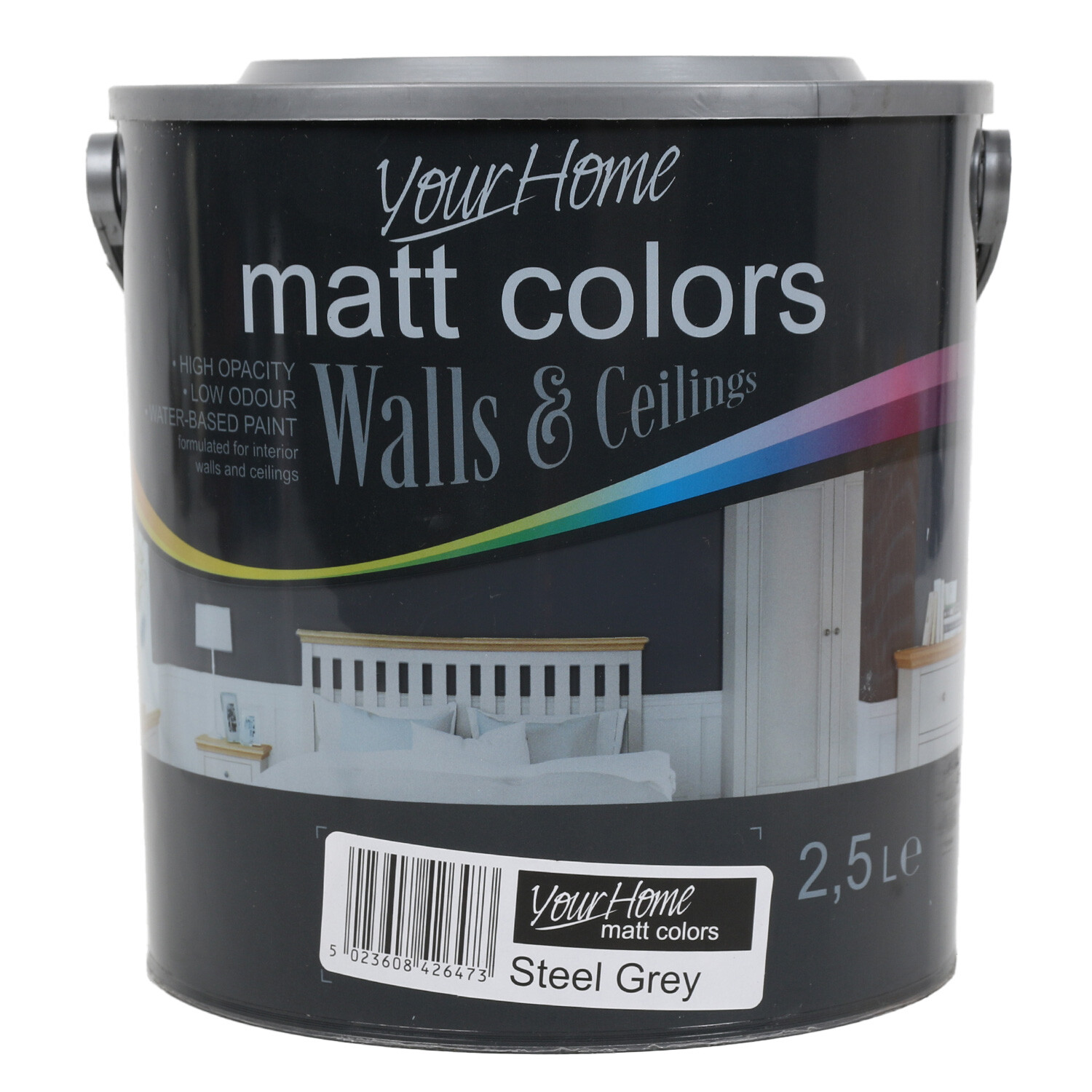 Your Home Walls & Ceilings Steel Grey Matt Emulsion Paint 2.5L Image 1