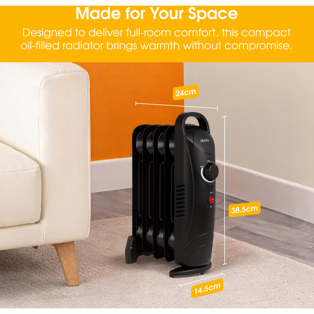 Abode AOFR5001B Black 5-Fin Oil Filled Radiator 650W Image 9