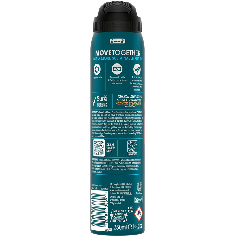 Sure Men Thermo Fresh 72H Nonstop Protection Anti-Perspirant Deodorant 250ml 30 Pack Image 3