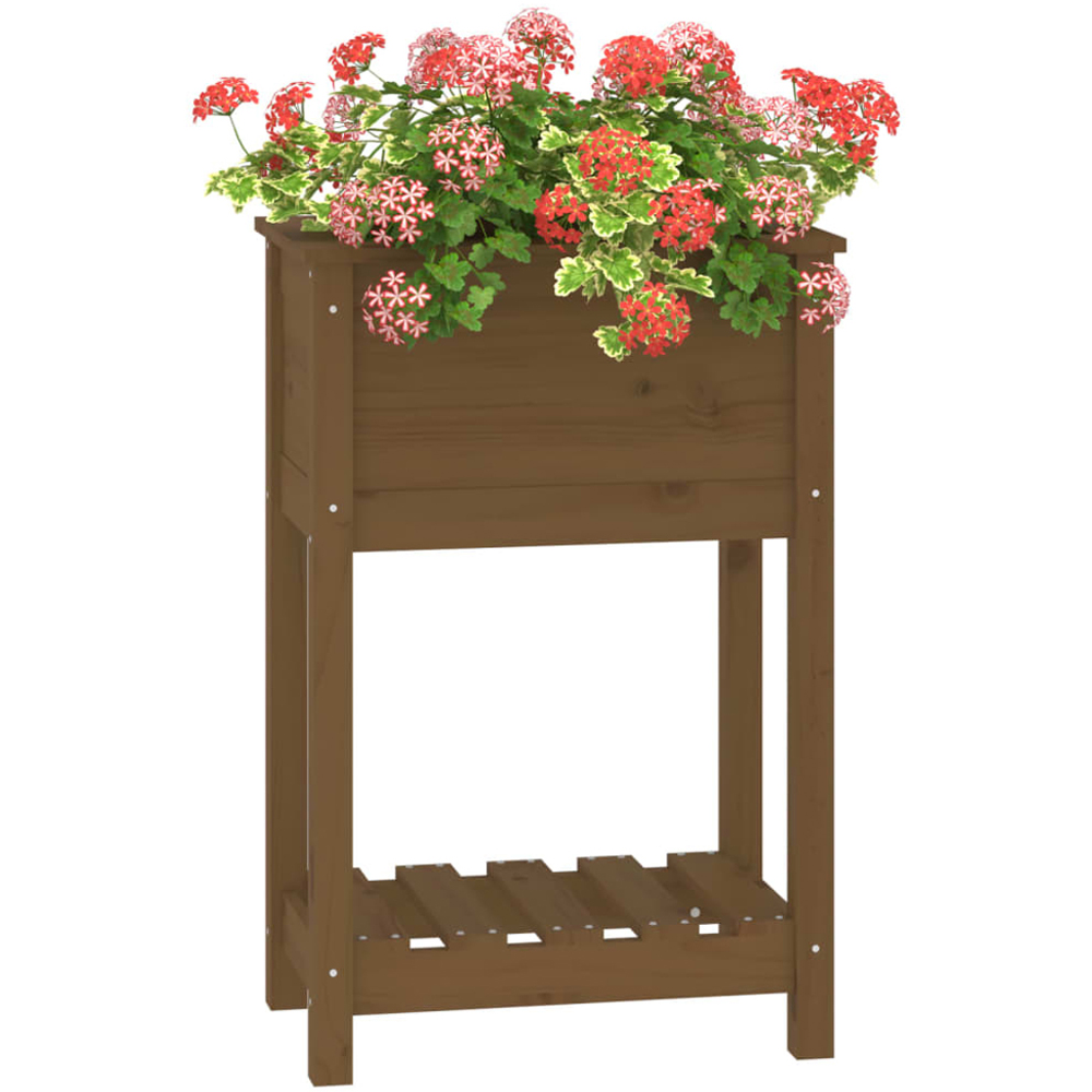 vidaXL Single Shelf Brown Solid Pine Wood Garden Planter 54 x 34.5 x 81cm Image 3