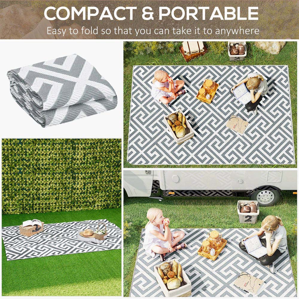 Outsunny Light Grey Reversible Outdoor Mat 243 x 152cm Image 4