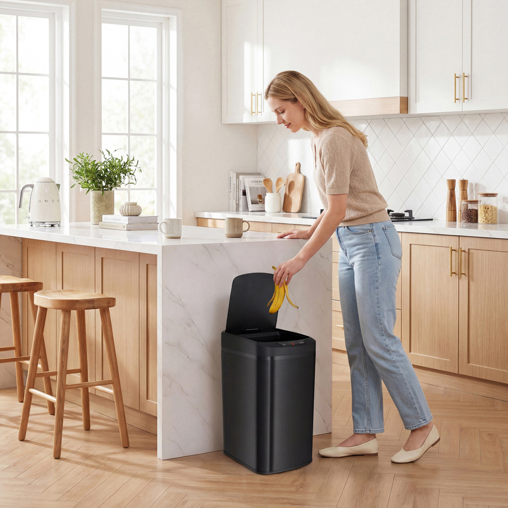 HOMCOM Black Automatic Kitchen Sensor Bin with Removable Inner Bucket 12L Image 2