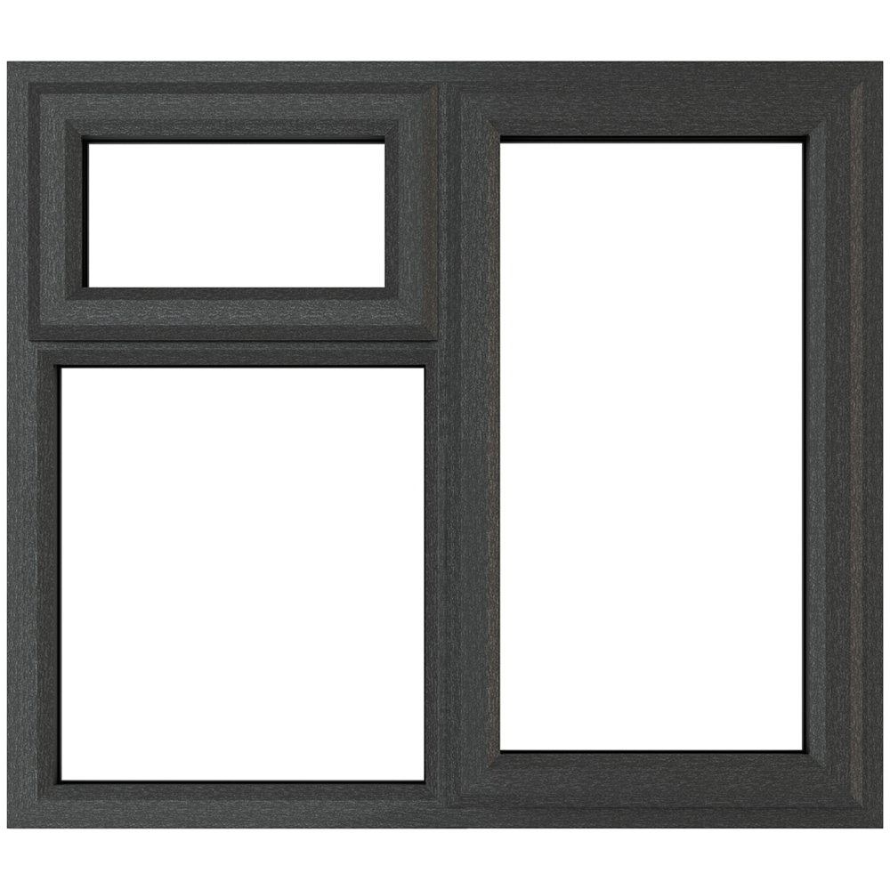 Crystal uPVC Triple Glazed Window RH Side Hung and Top Opener Grey White Clear Glass 1190x1190mm Image 1