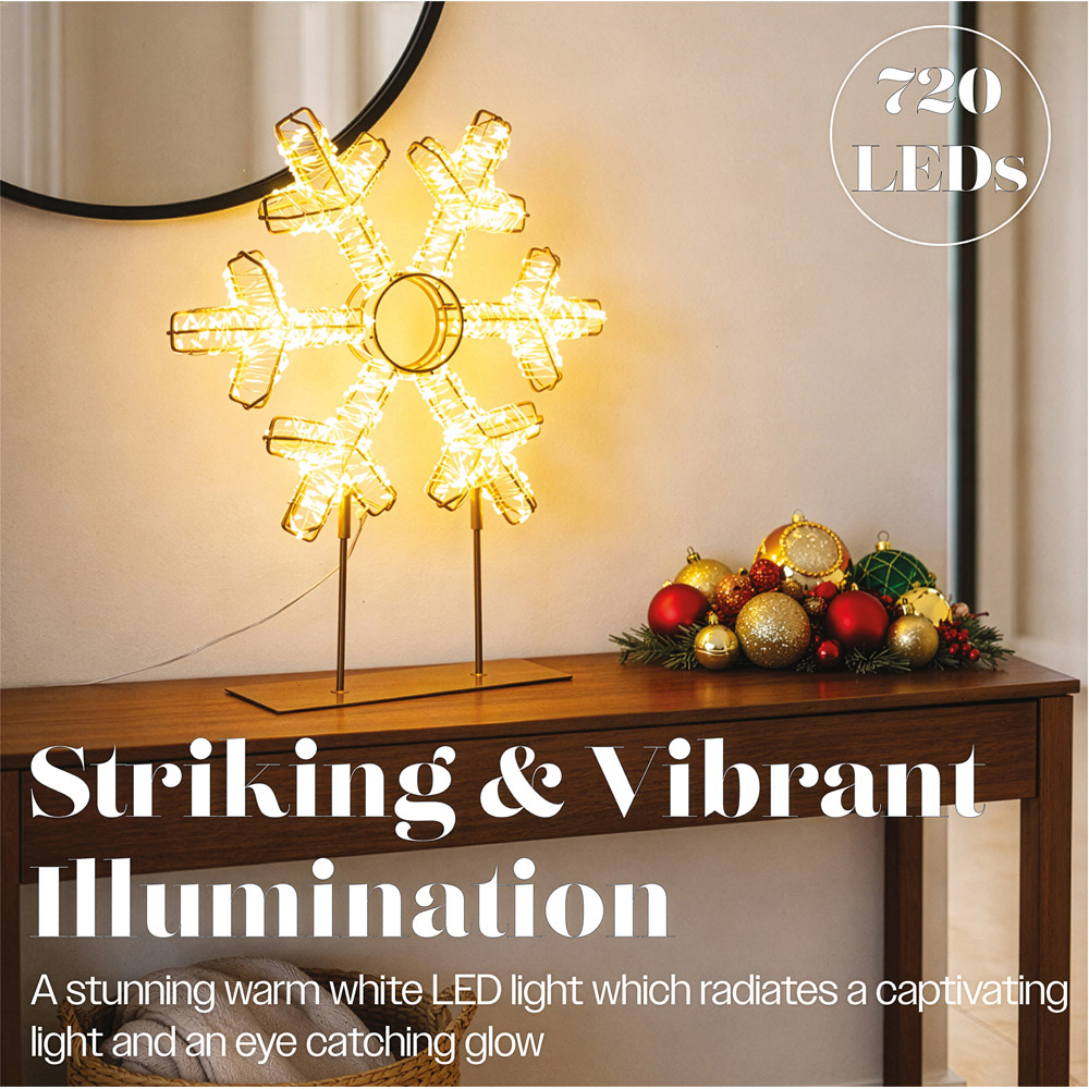 Xmas Haus 720 Warm White LED Champagne Gold Metal Snowflake Christmas Decoration 45cm Image 5