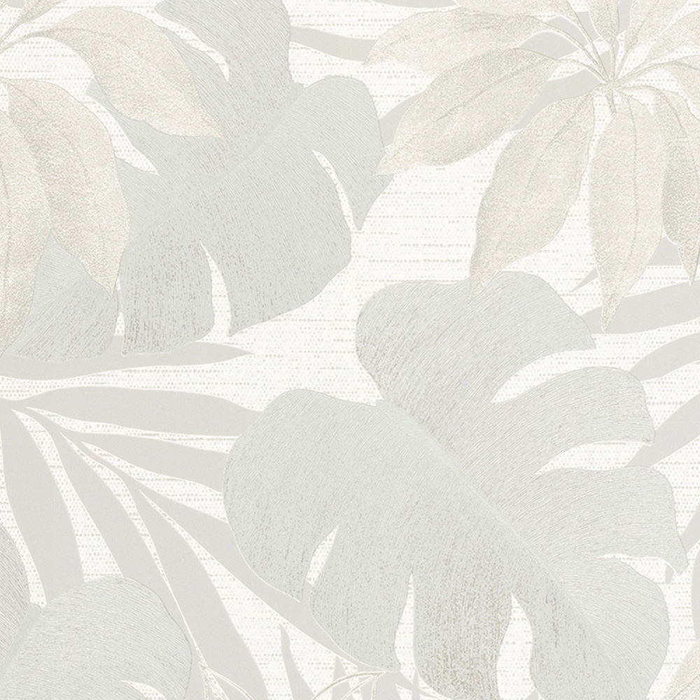 Galerie Avalon Tropical Leaf Grey Wallpaper Image 1