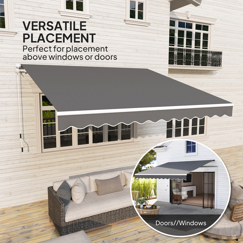 Outsunny 2.95 x 2.5m Dark Grey Retractable Awning with Crank Handle Image 5