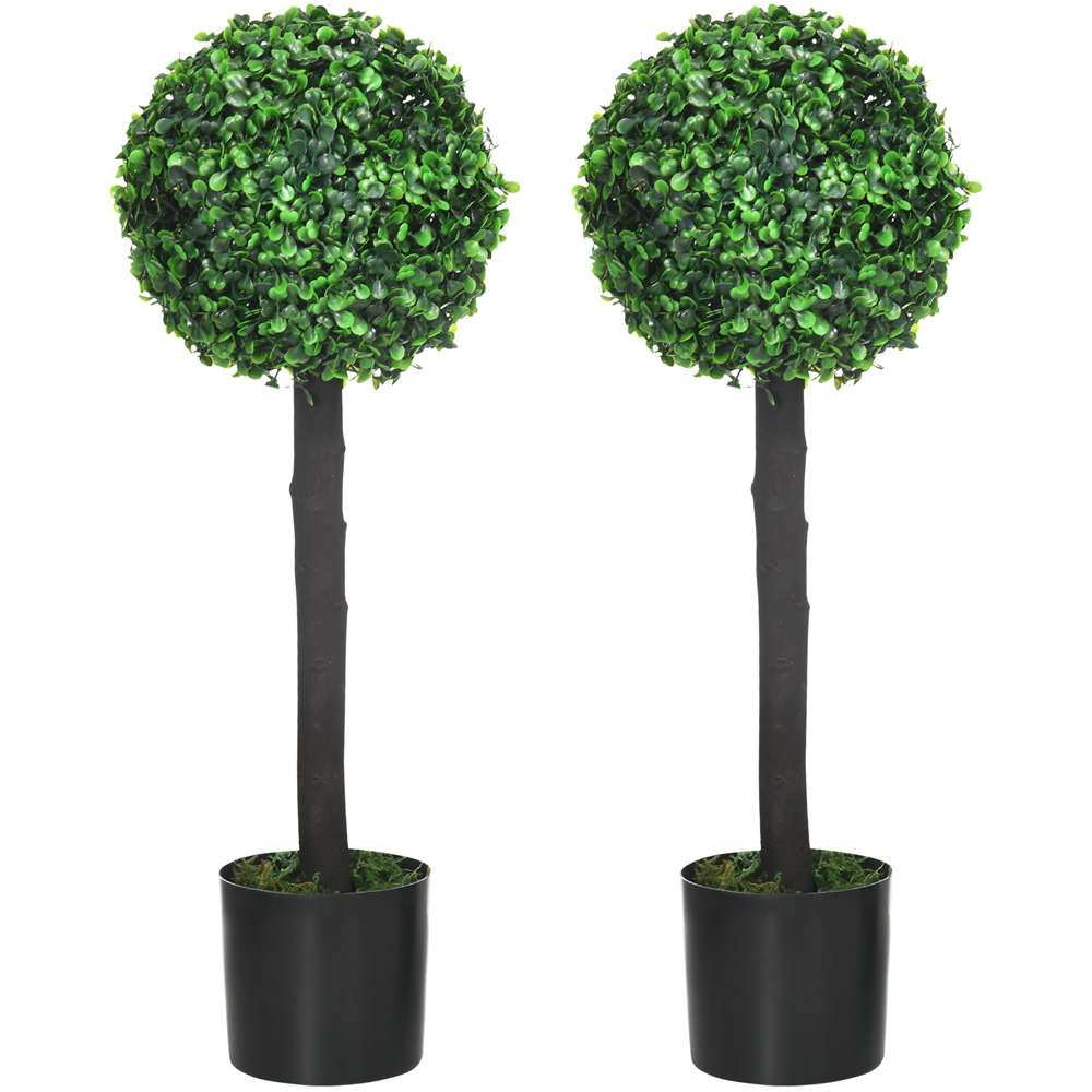 Portland Boxwood Ball Tree Artificial Plant In Pot 2ft 2 Pack Image 1