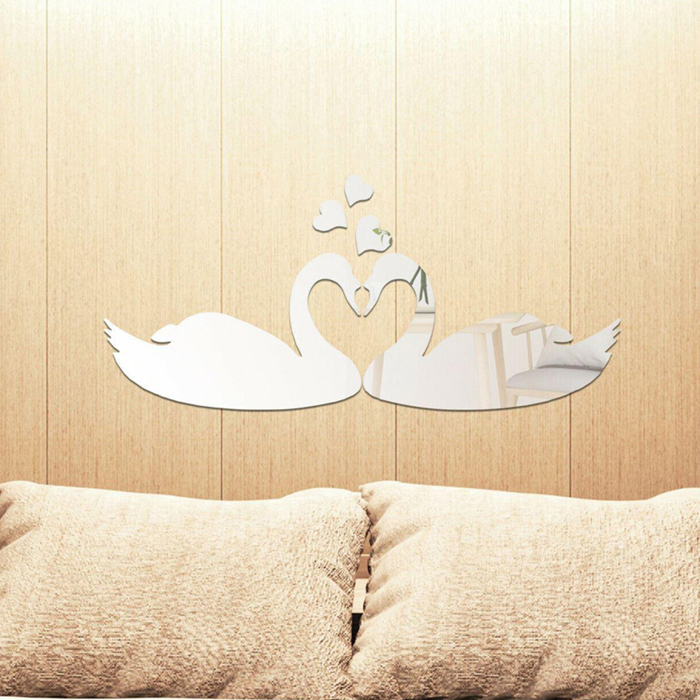 Walplus Romantic Swan Kiss Wall Mirror Sticker Image 3