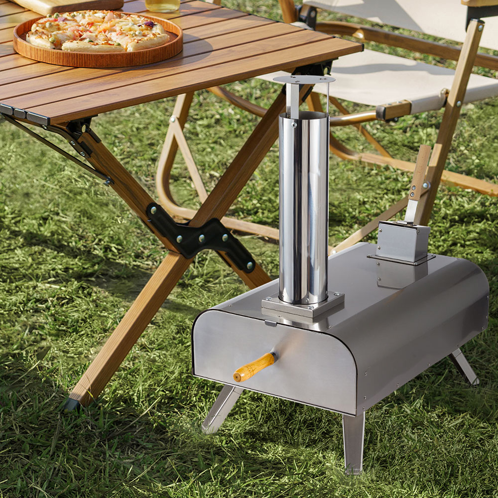 Living and Home Silver Stainless Steel Outdoor Pizza Oven with Pizza Stone Image 2