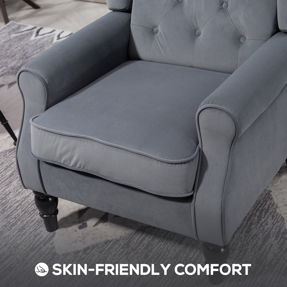 HOMCOM Grey Tufted Club Fabric Accent Armchair Image 6