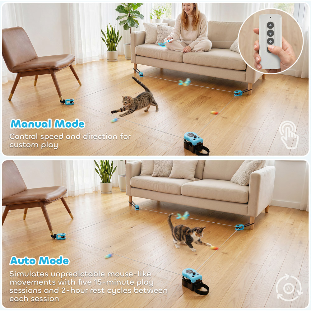PawHut Automatic and Remote Control Interactive Cat Toy Image 5