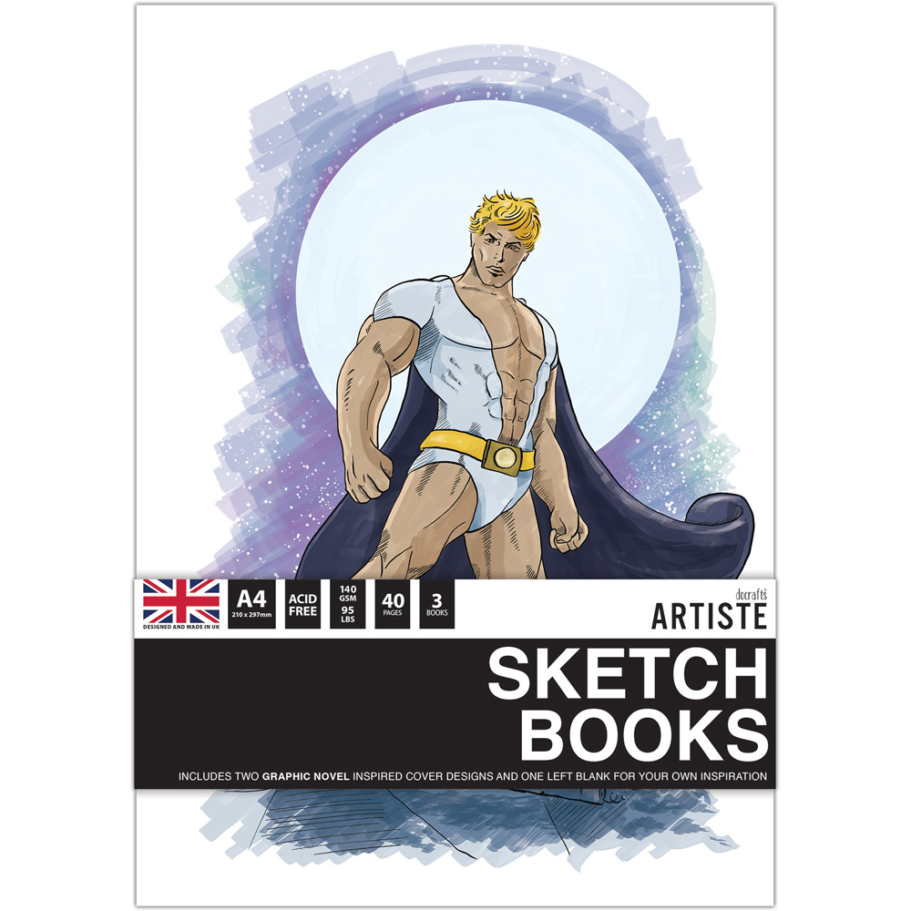 Docrafts Artiste A4 White Graphic Novel Sketchbook 3 Pack Image 1