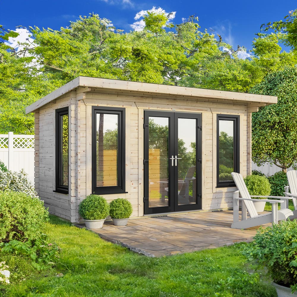 Power Sheds 16 x 8ft Centre Double Door Pent Log Cabin Image 2