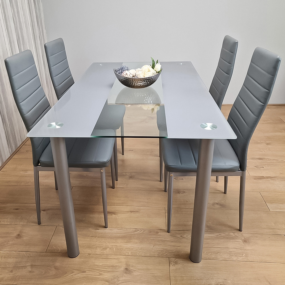 Portland Kosy Koala 4 Seater Glass Dining Set Grey Image 1