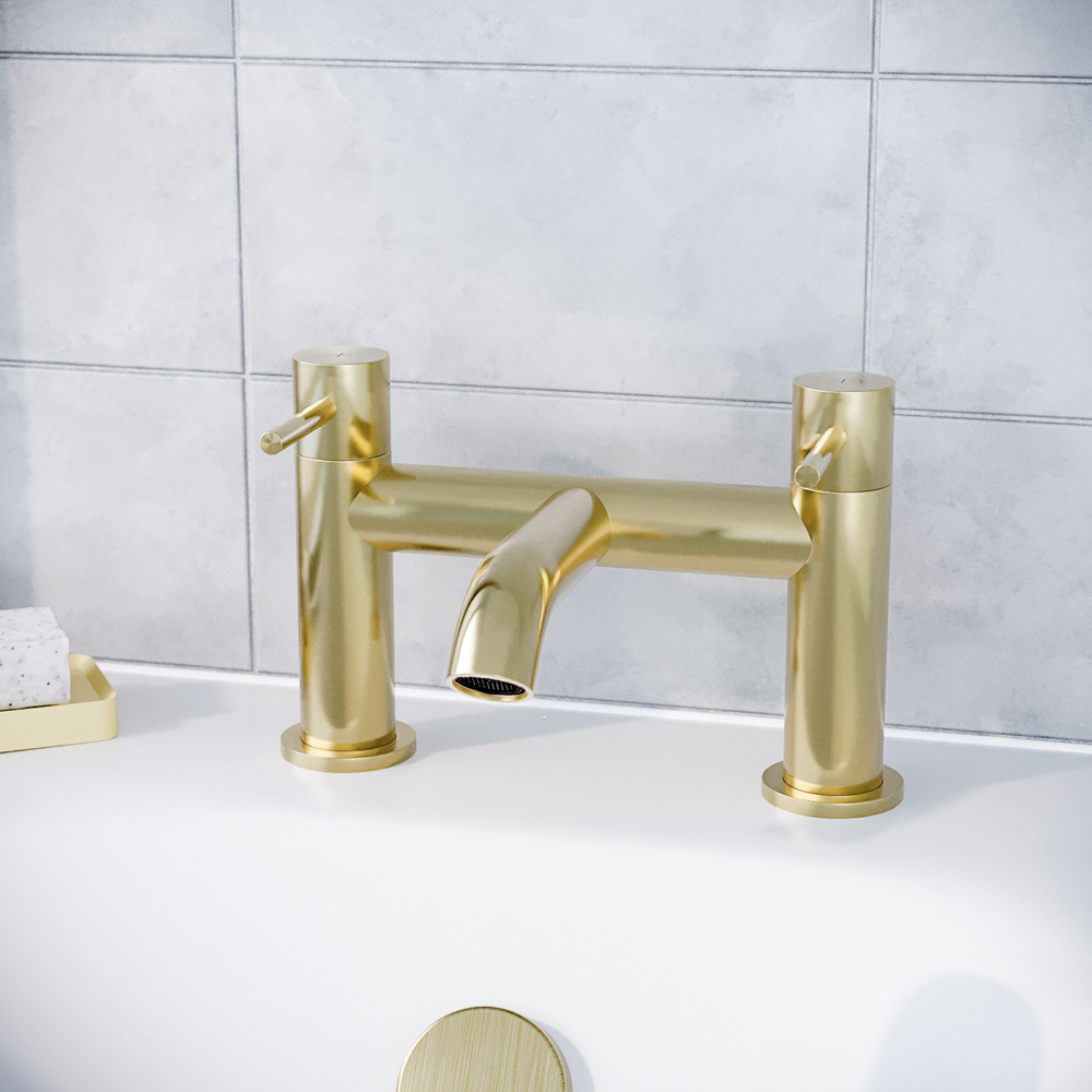 Nes Home Alice Modern Brushed Brass Designer Bath Filler Tap Image 3