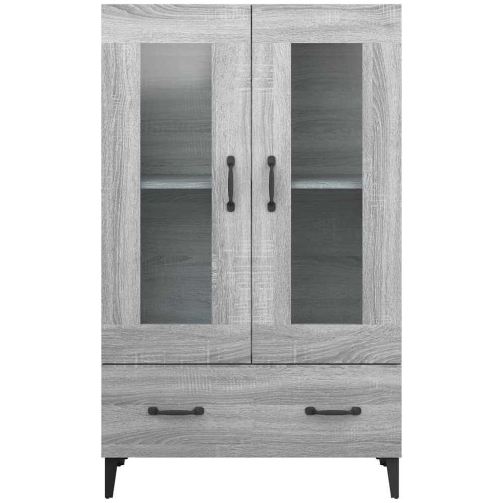 vidaXL 2 Glass Door Single Drawer Grey Sonoma Highboard Image 5