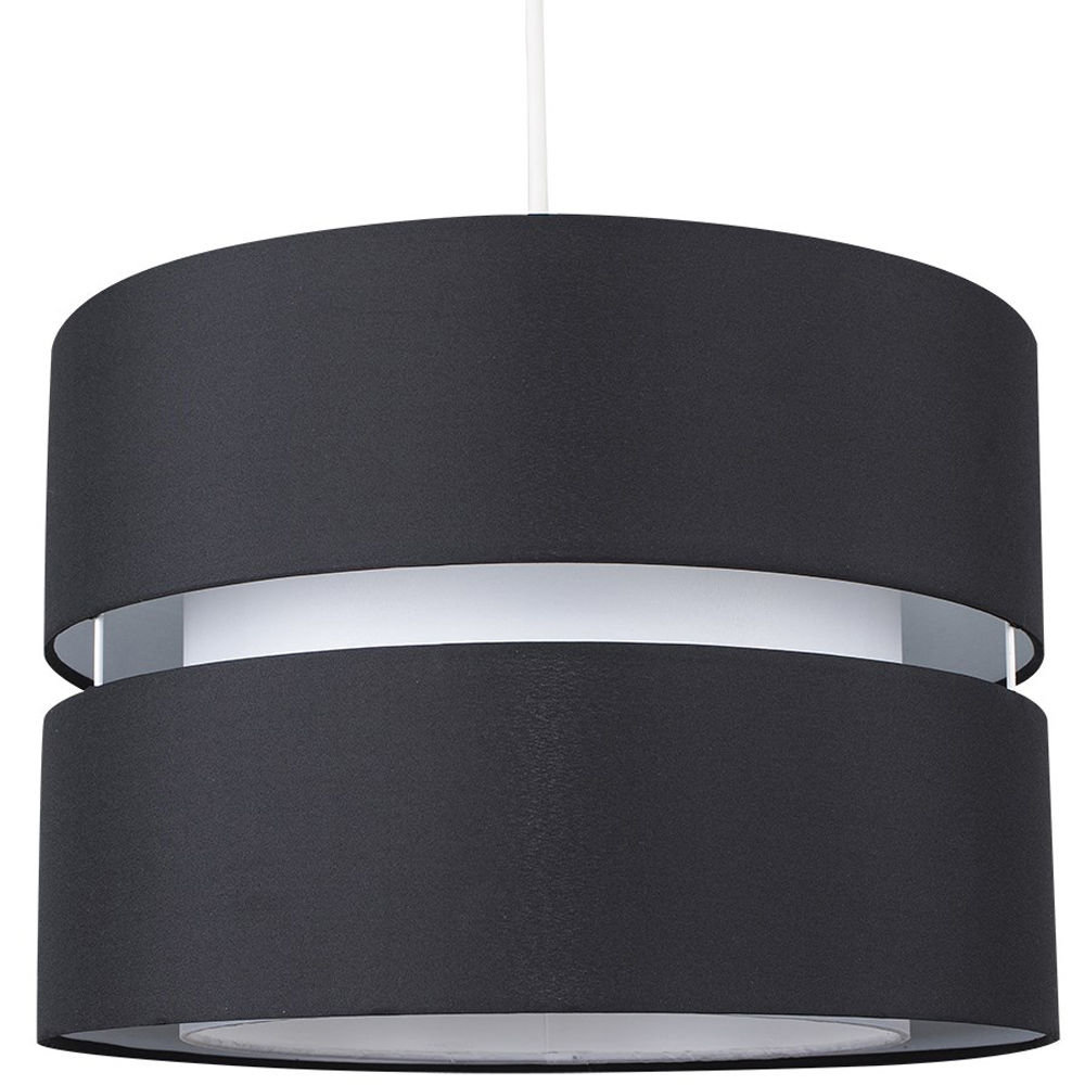 ValueLights Easy Fit Sophia Black with White Inner Large Pendant Shade Image 1