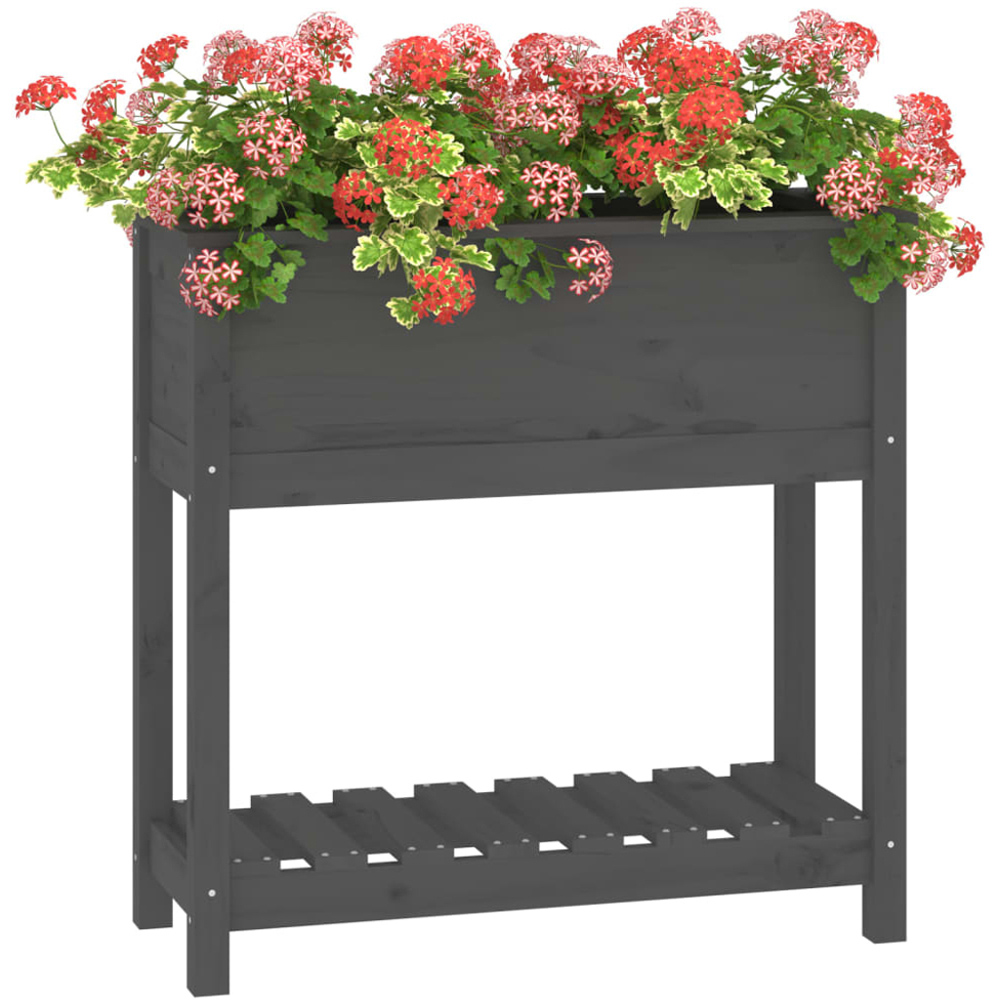 vidaXL Single Shelf Grey Solid Pine Wood Garden Planter 81 x 82.5 x 34.5cm Image 3