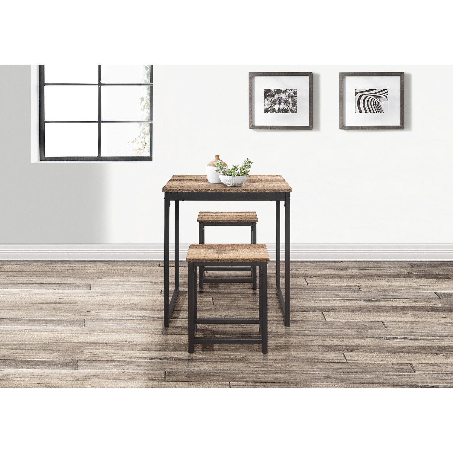 Urban 2 Seater Compact Dining Set Oak and Black Image 7