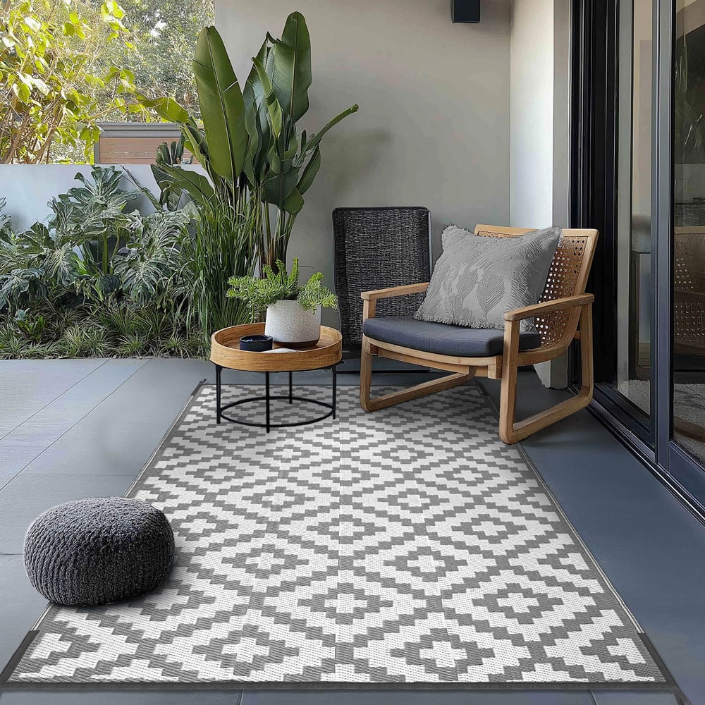 Green Decore Bliss Camping and Picnic Grey and White Rug 180 x 270cm 2 Pack Image 6