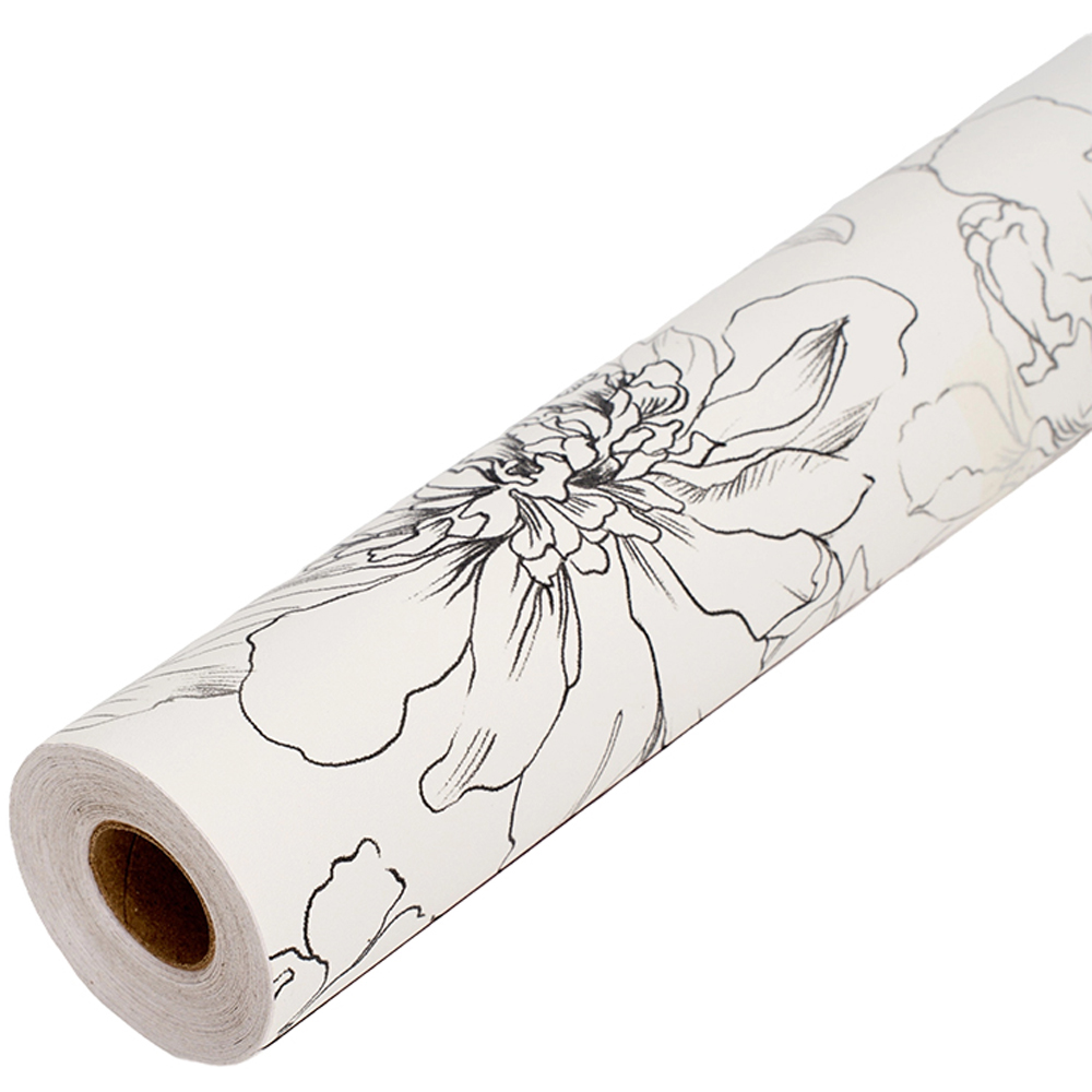 Living and Home Floral Pattern Light Beige and Black Peel and Stick Wallpaper Image 5