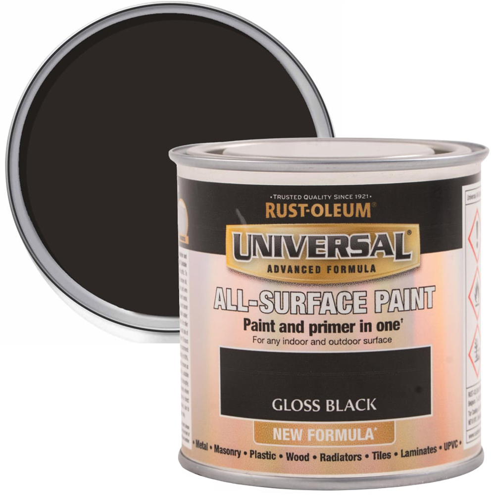 Rust-Oleum Universal All-Surface Gloss Black Paint 250ml Image 1