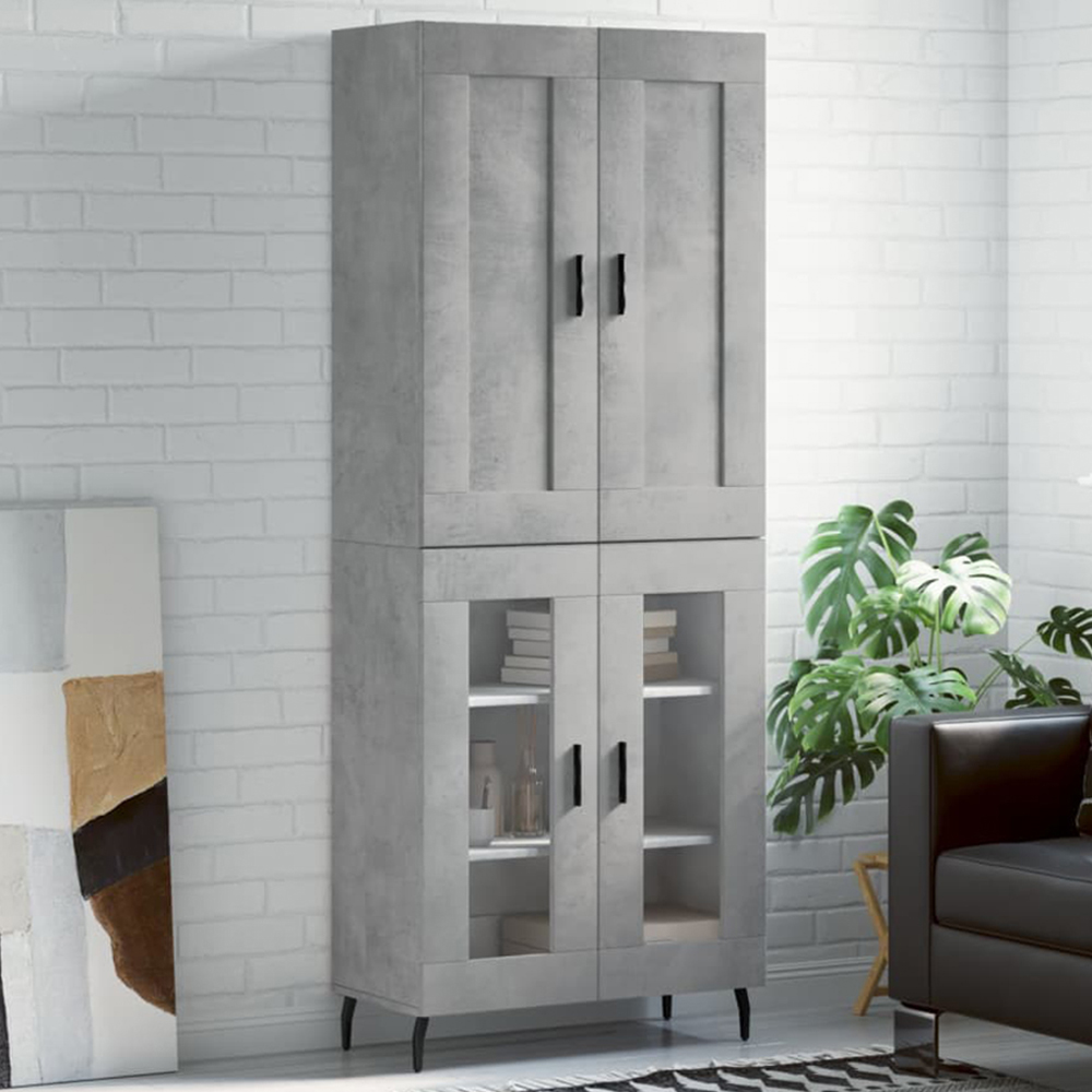 vidaXL 4 Door Grey Highboard Image 1
