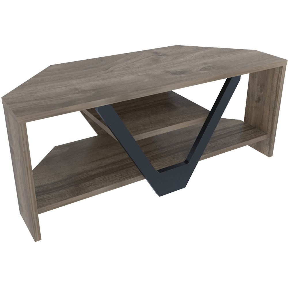 Decorotika Karin 2 Shelf Walnut and Black Modern Corner TV Unit Image 5