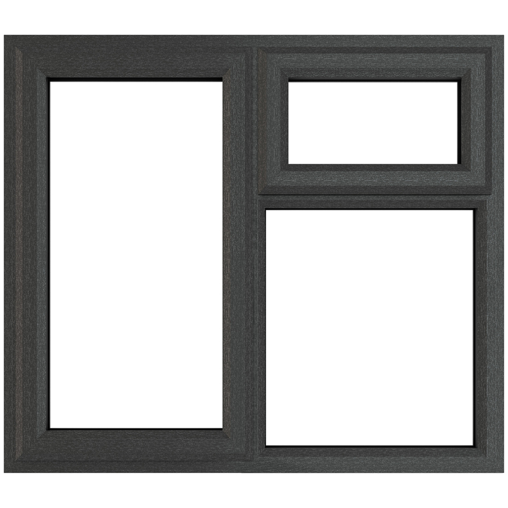 Crystal uPVC Triple Glazed Window LH Side Hung and Top Opener Grey White Clear Glass 905x965mm Image 1