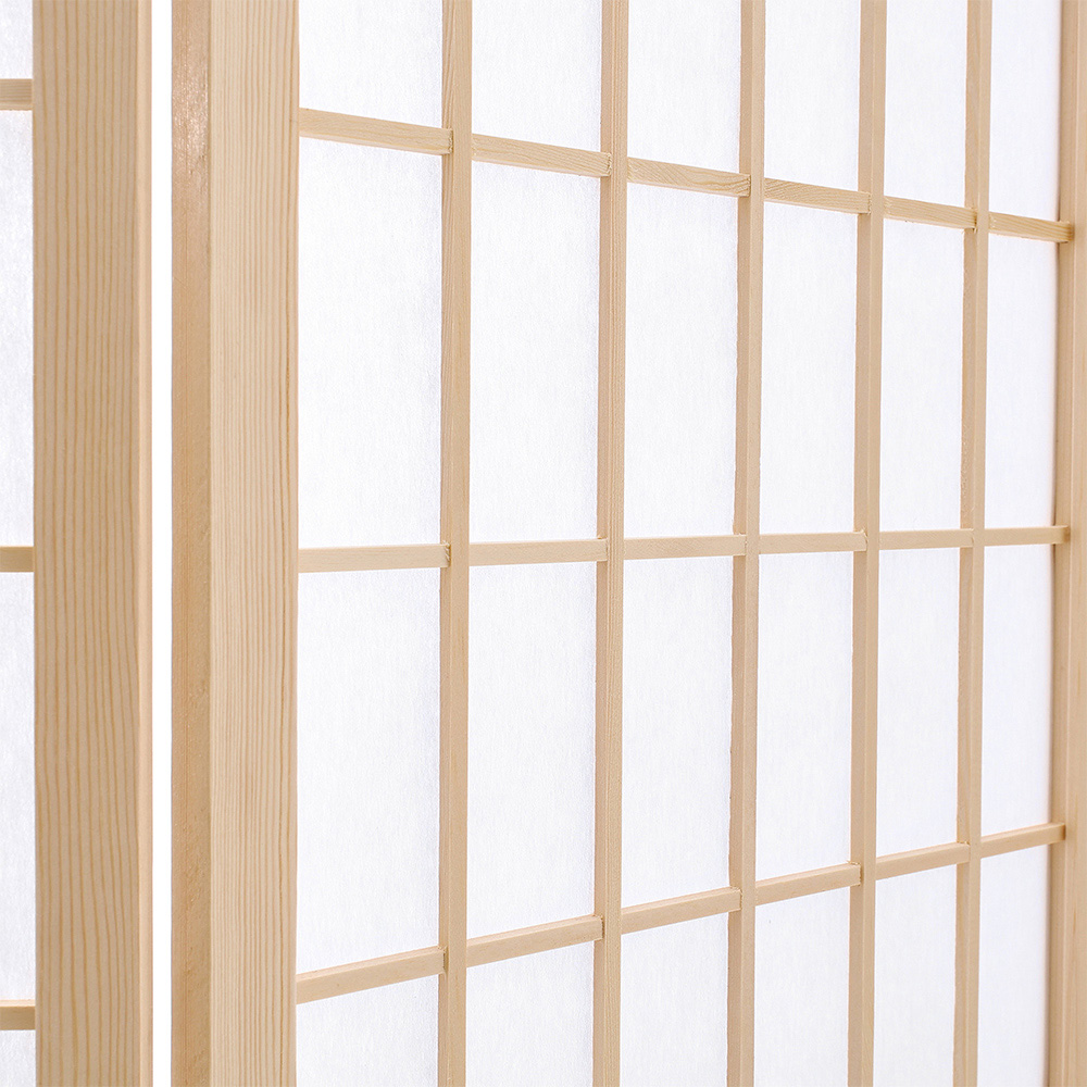 Living and Home 4 Panel Natural Folding Wooden Privacy Screen Image 6