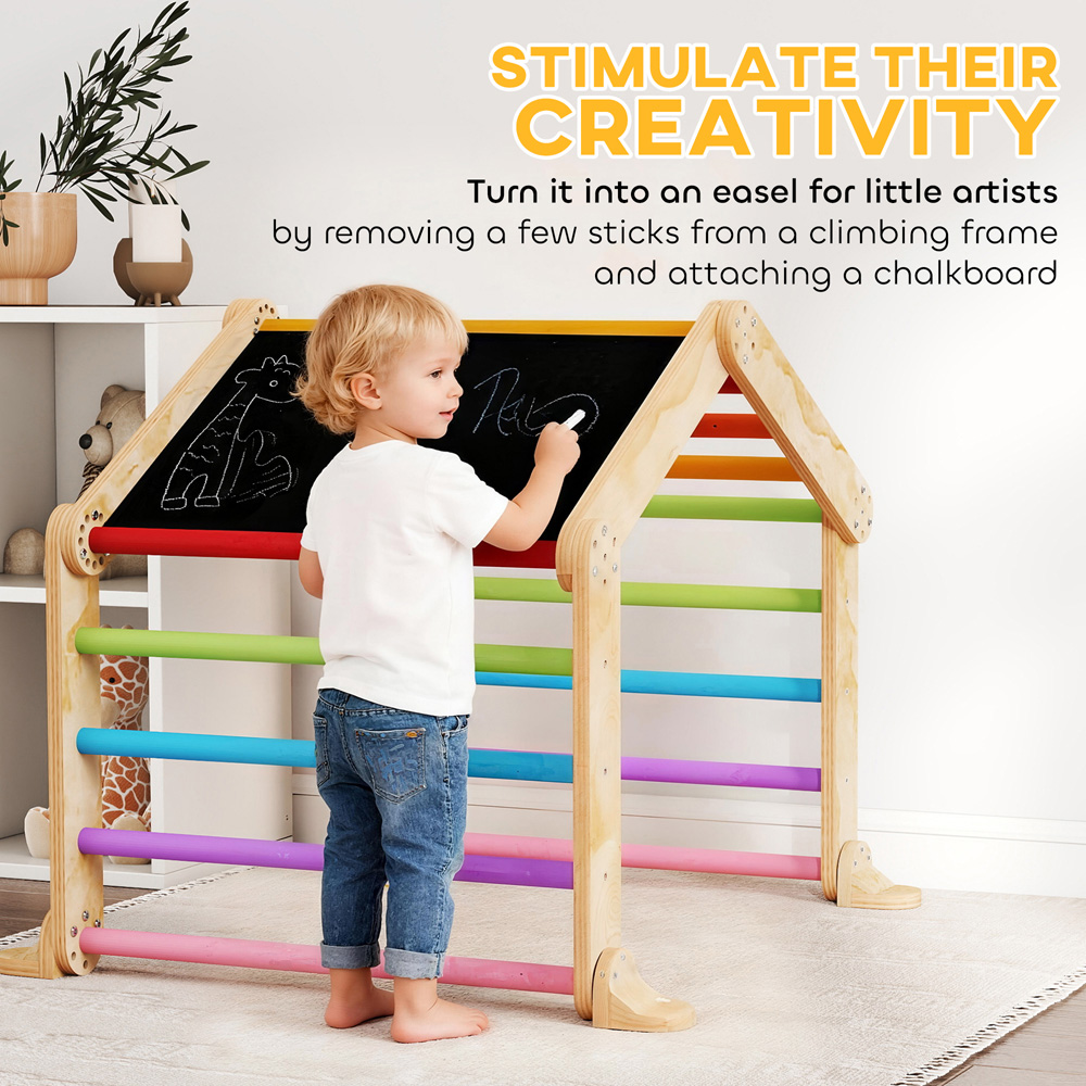 Tommy Toys AIYAPLAY 9-in-1 Toddler Multicolour Climbing Frame with Slide Ramp Ladder and Blackboard Image 6