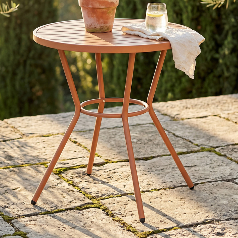 Core Products 2 Seater Terracotta Round Plastic Garden Bistro Table Image 1
