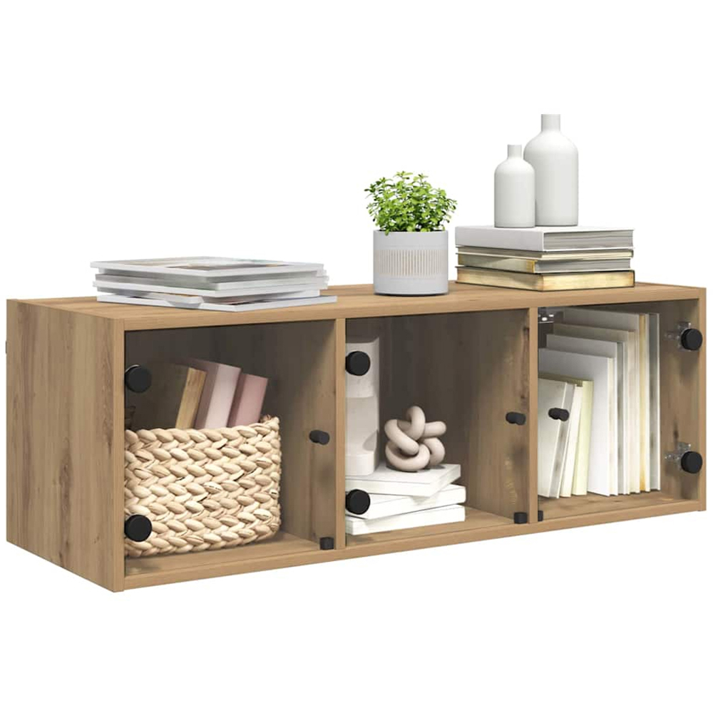 vidaXL 3 Glass Door Artisan Oak Wall Cabinet Image 3