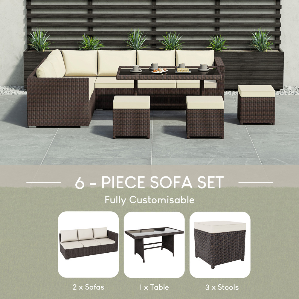 GARDEN VIDA Belgrave Rattan Effect 9 Seater Garden Dining Set Brown Image 6