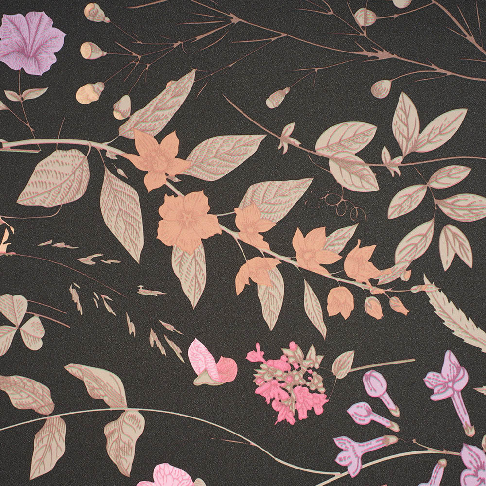 Living and Home Floral Pattern Black and Multicolour Peel and Stick Wallpaper Image 6