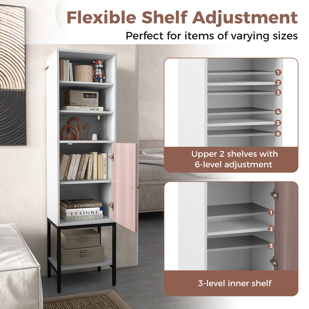 Costway Single Door 4 Shelf White Tall Storage Cabinet Image 6