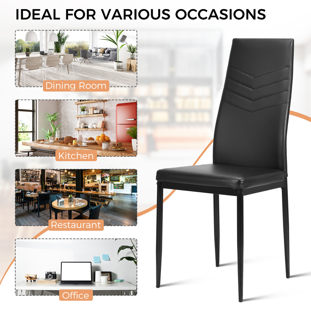 Costway Set of 4 Black Upholstered Chair Image 6