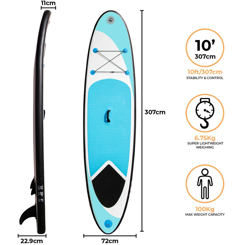 MonsterShop Blue Inflatable Paddle Board 10ft Image 7