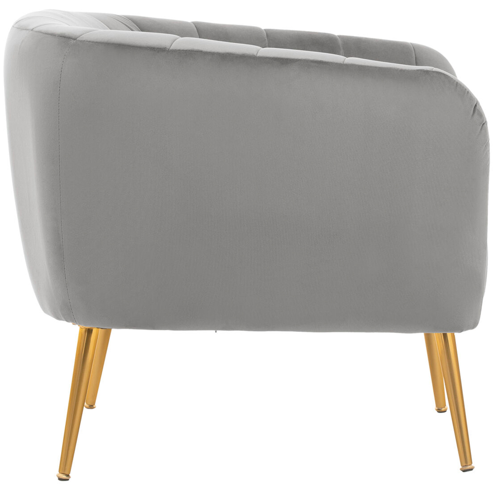 Premier Housewares Larissa Grey Velvet Channel Tufted Accent Chair Image 2