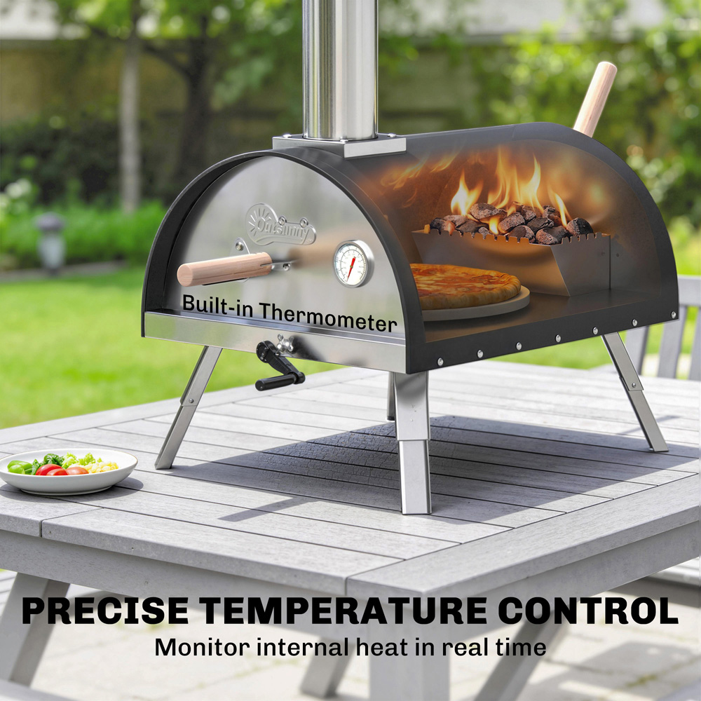 Outsunny Rotating Stone Portable 12 inch Outdoor Pizza Oven Image 6