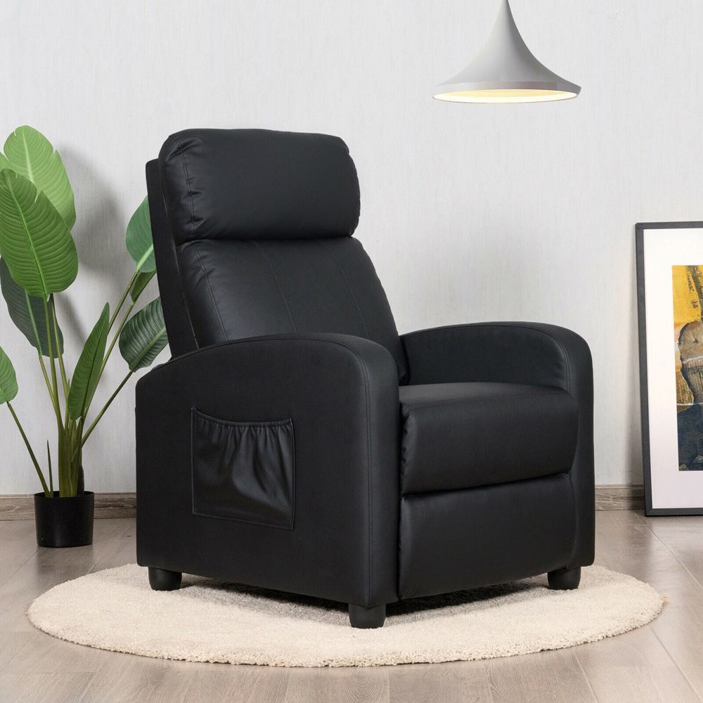 Costway Black Recliner Chair with Adjustable Backrest Image 3
