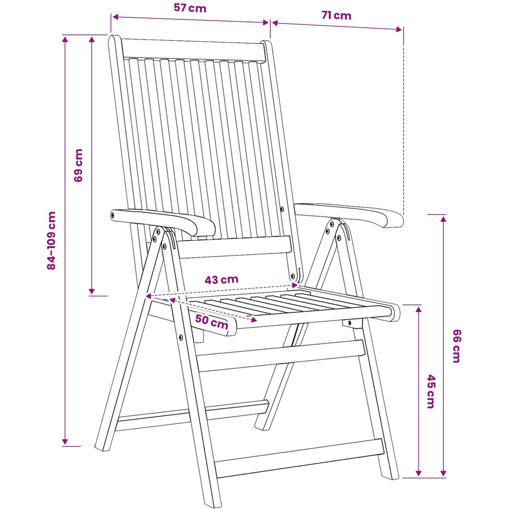 Walplus Set of 2 Solid Acacia Wood Brown Folding Chair Image 8