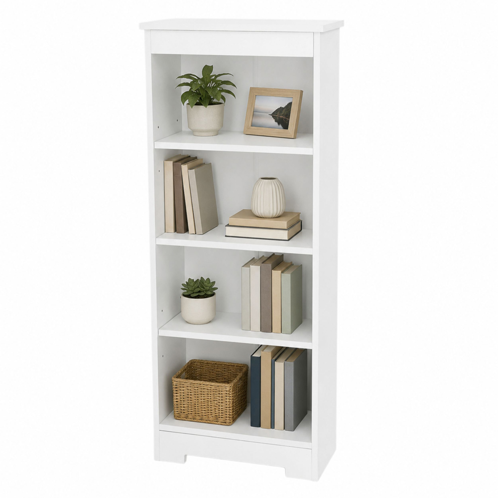 Core Products Erin 4 Shelf White Finish Low Narrow Bookcase  Image 3